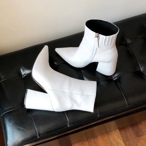 White leather booties